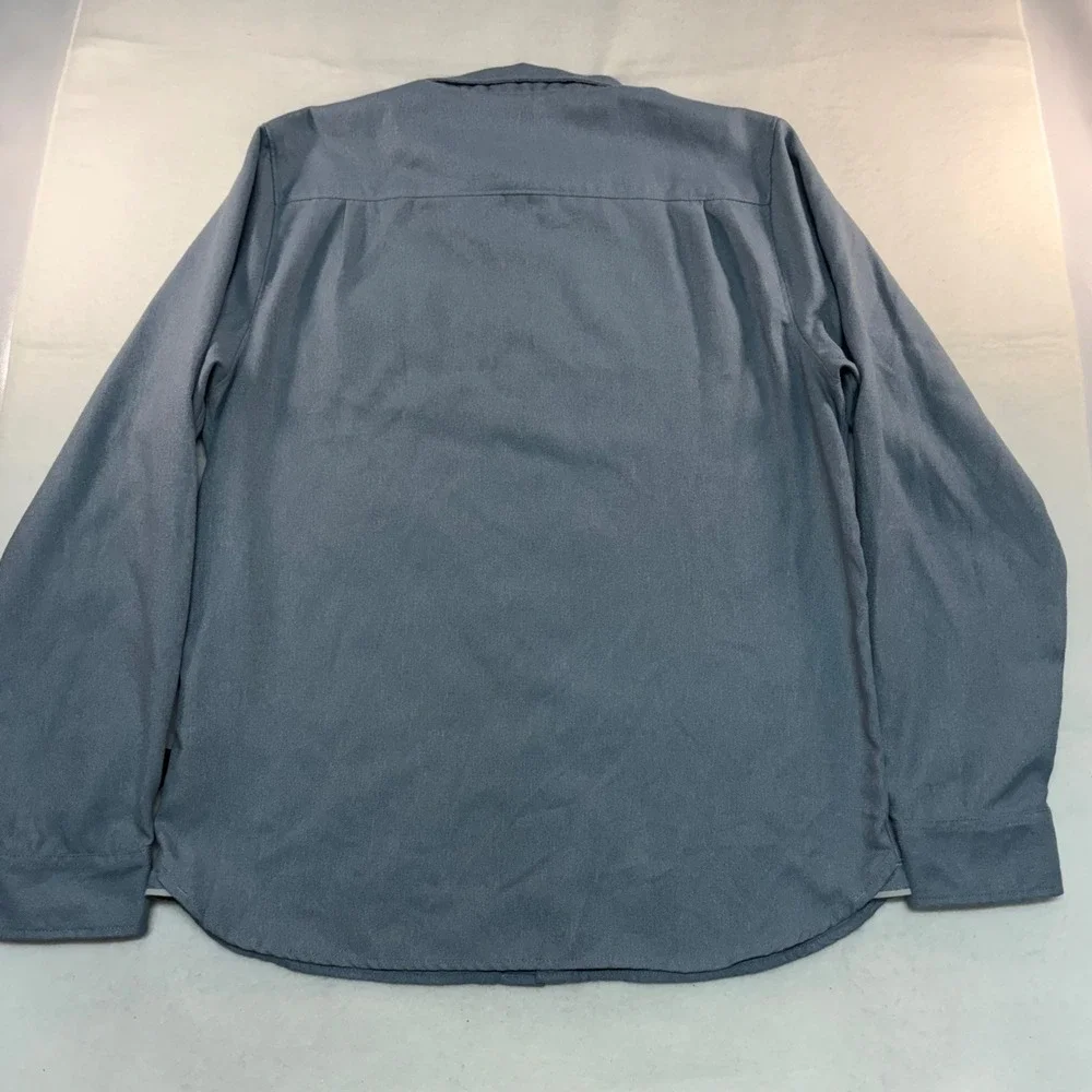 The North‎ Face Mens Long Sleeve Button Down Shirt Blue Grey Large L/G Pocket